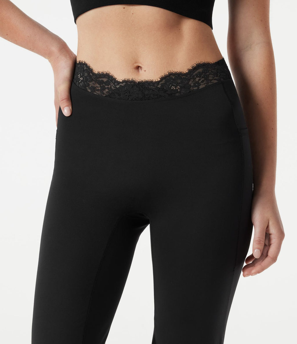 Jogging de danse coupe ballon taille haute SoftlyZero™ avec dentelle contrastée, poches et protection solaire UPF50+