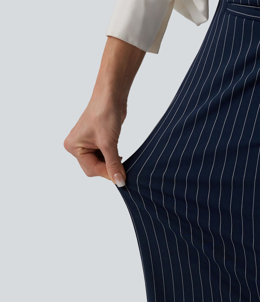 Pantalon Halara Flex™ tailleur large taille mi-haute à rayures à effet frais InstantCool et poches