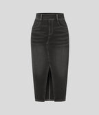 Halara Flex™ Jupe en Jean Casual Mi-Longue Délavé Extensible Plusieurs Poches Taille Haute