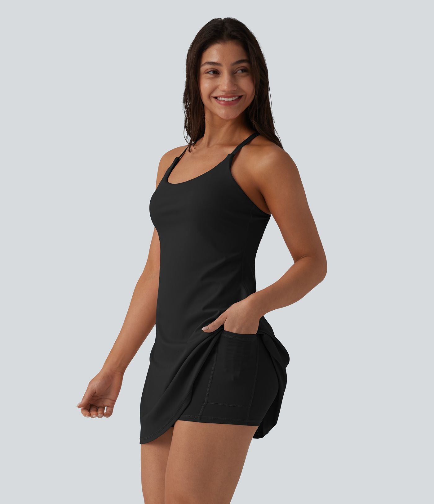 Robe de danse SoftlyZero™ Plush effet push-up dos nu avec bretelles réglables croisées et brassière intégrée – Édition Easy Peasy