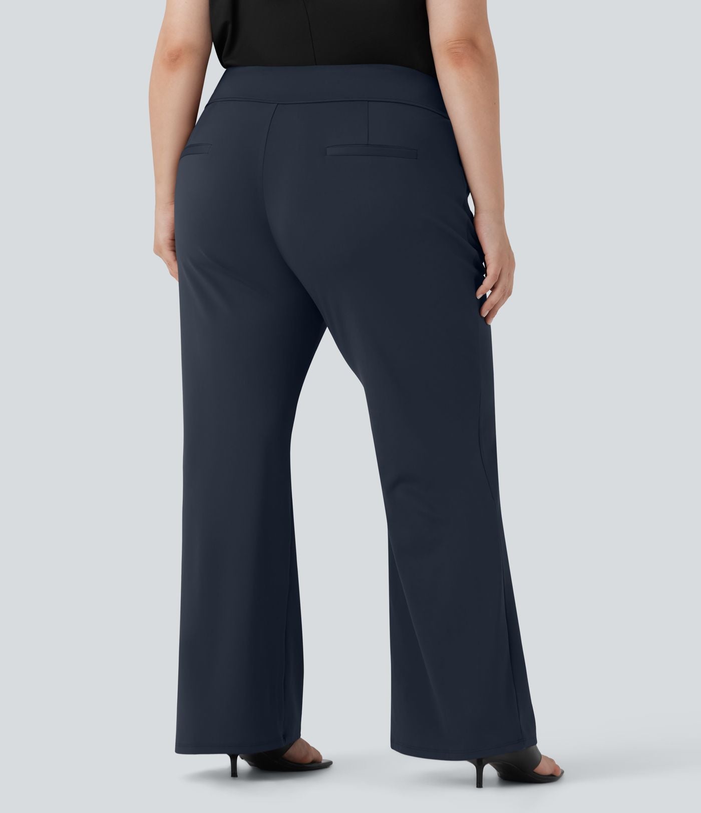 Pantalon tailleur évasé grande taille taille haute Halara Flex™ DayStretch avec poches zippées latérales