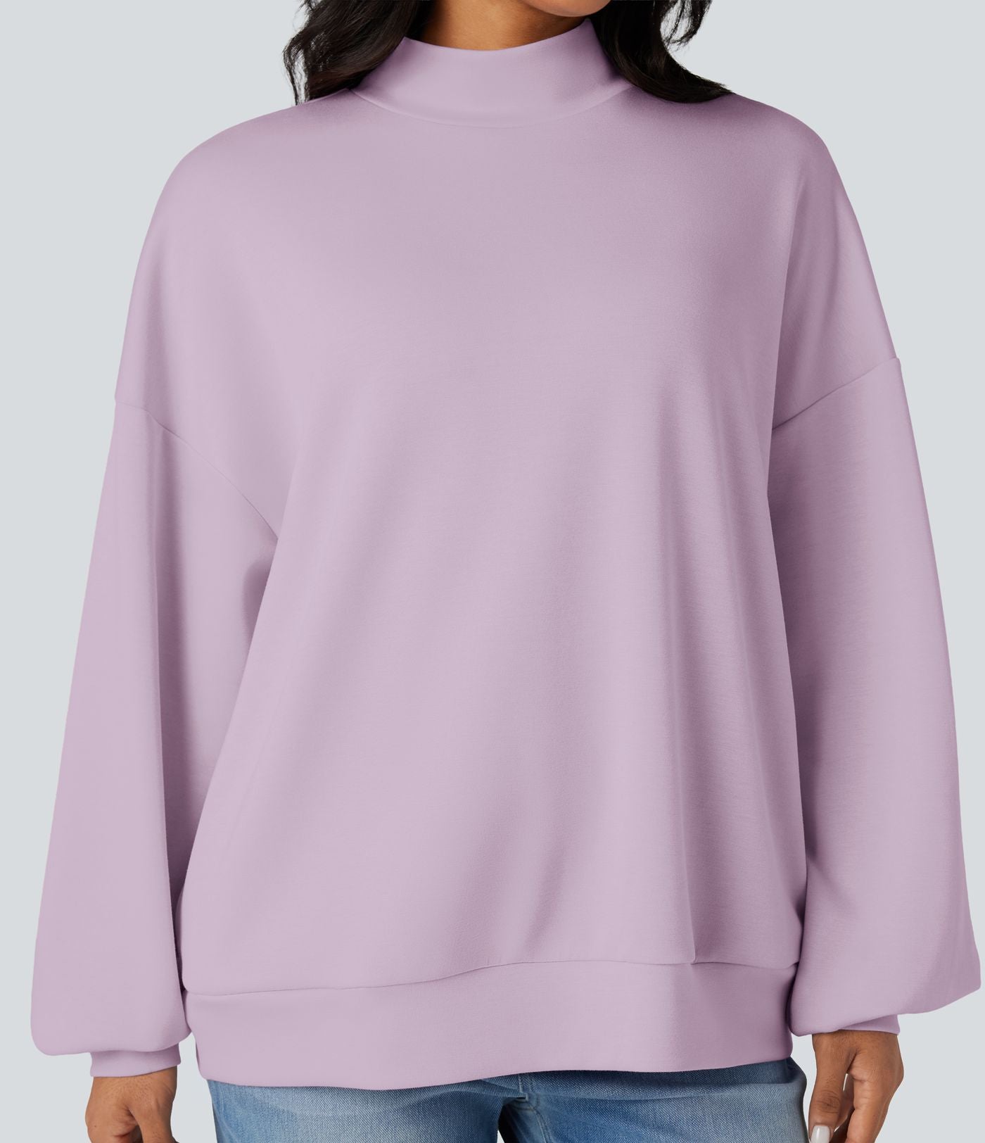 Sweatshirt casual col montant coupe décontractée avec poches