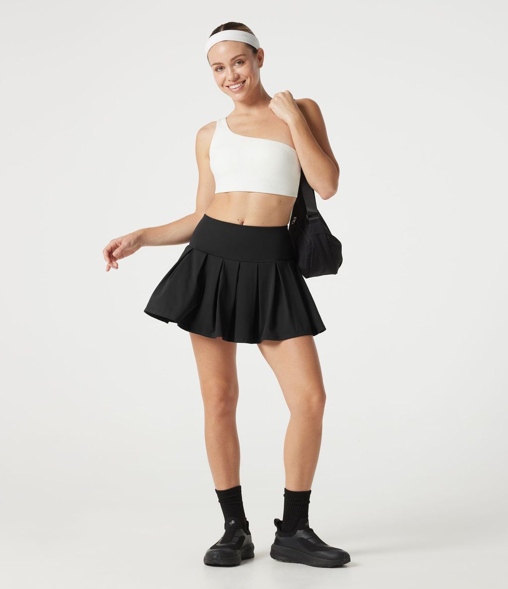 Jupe-short de tennis mini SoftlyZero™ QuickDry taille mi-haute gainante à plis avec poches