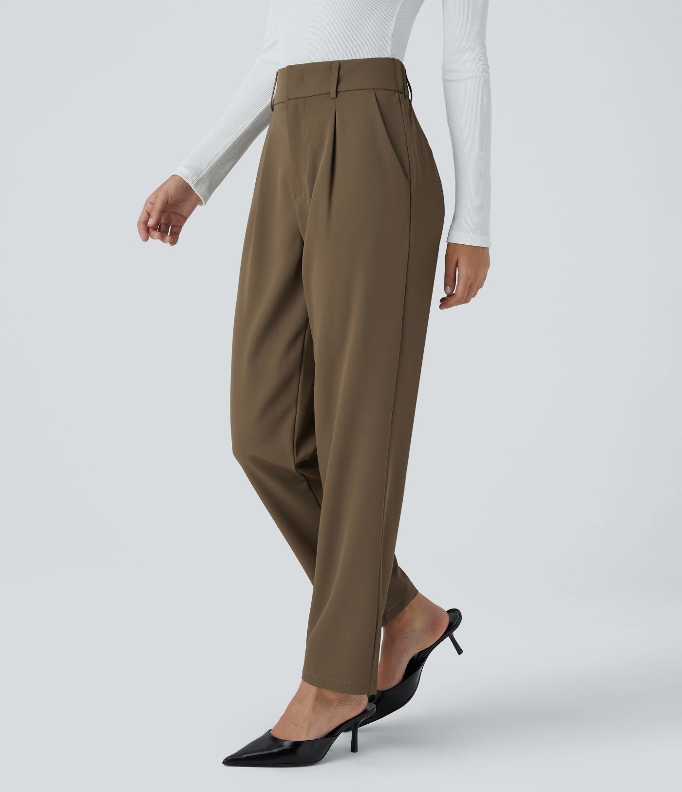 Pantalon tailleur Halara Flex™ fuselé uni, taille haute, avec poches