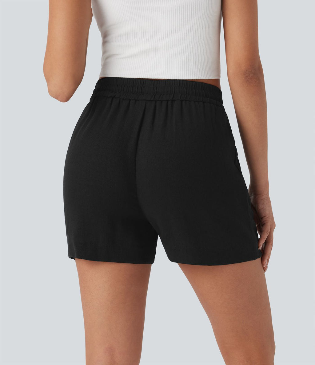 Short tailleur taille moyenne avec cordon de serrage et poches zippées latérales