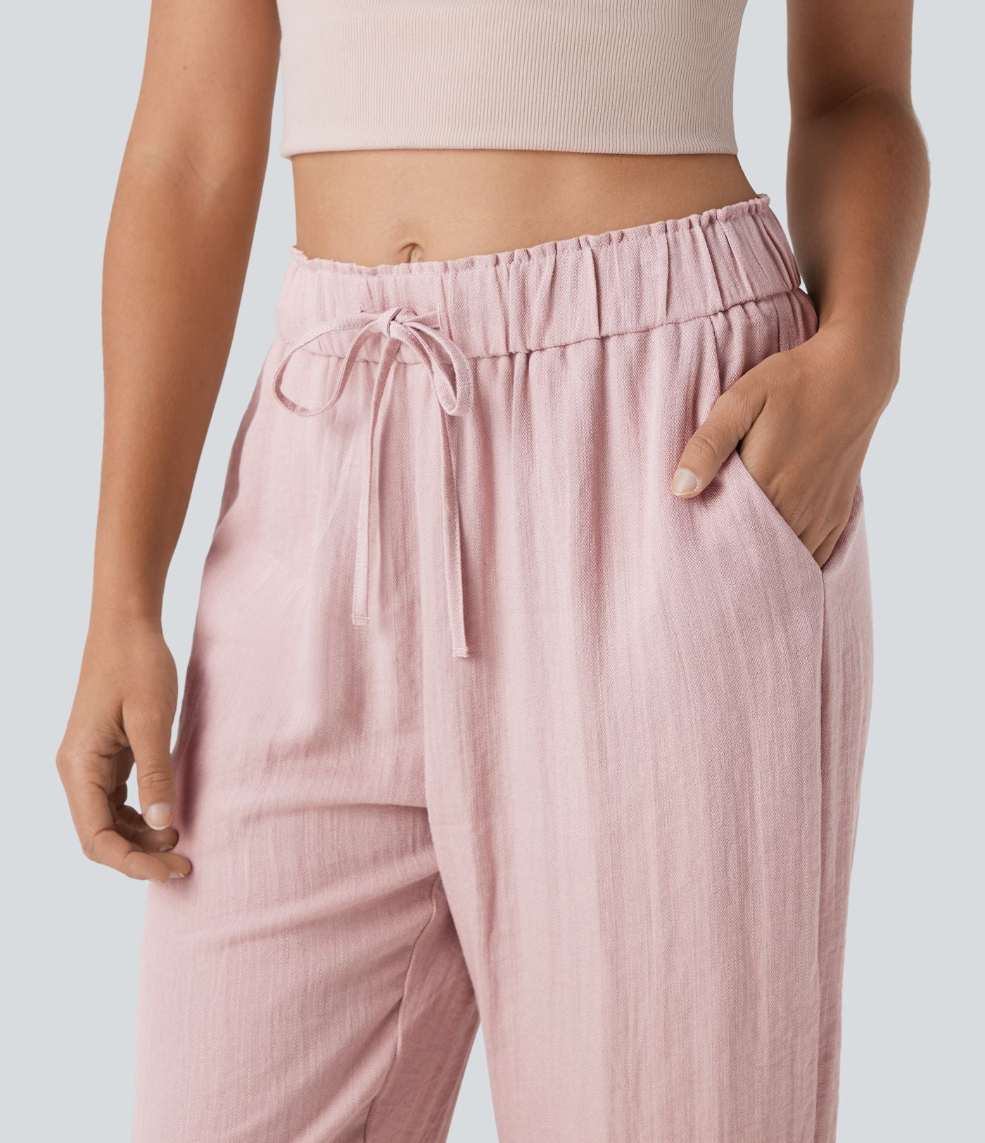 Jogging fuselé taille mi-haute à cordon avec poches