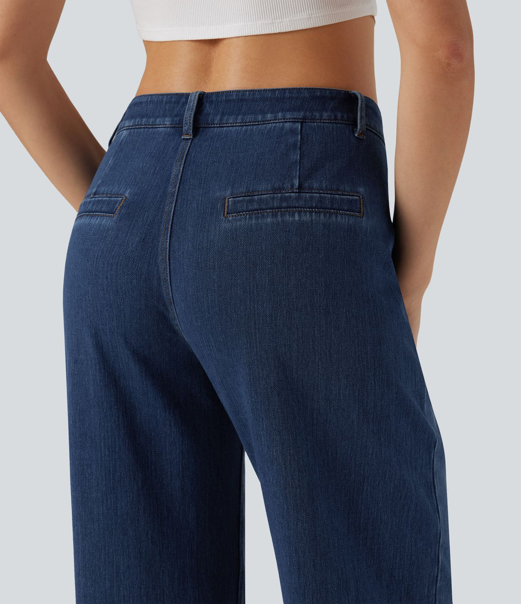 Jean large délavé Halara Flex™ taille mi-haute avec poches