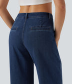 Jean large délavé Halara Flex™ taille mi-haute avec poches