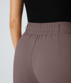 Pantalon de travail Halara Flex™ droit froncé avec poche zippée, taille haute