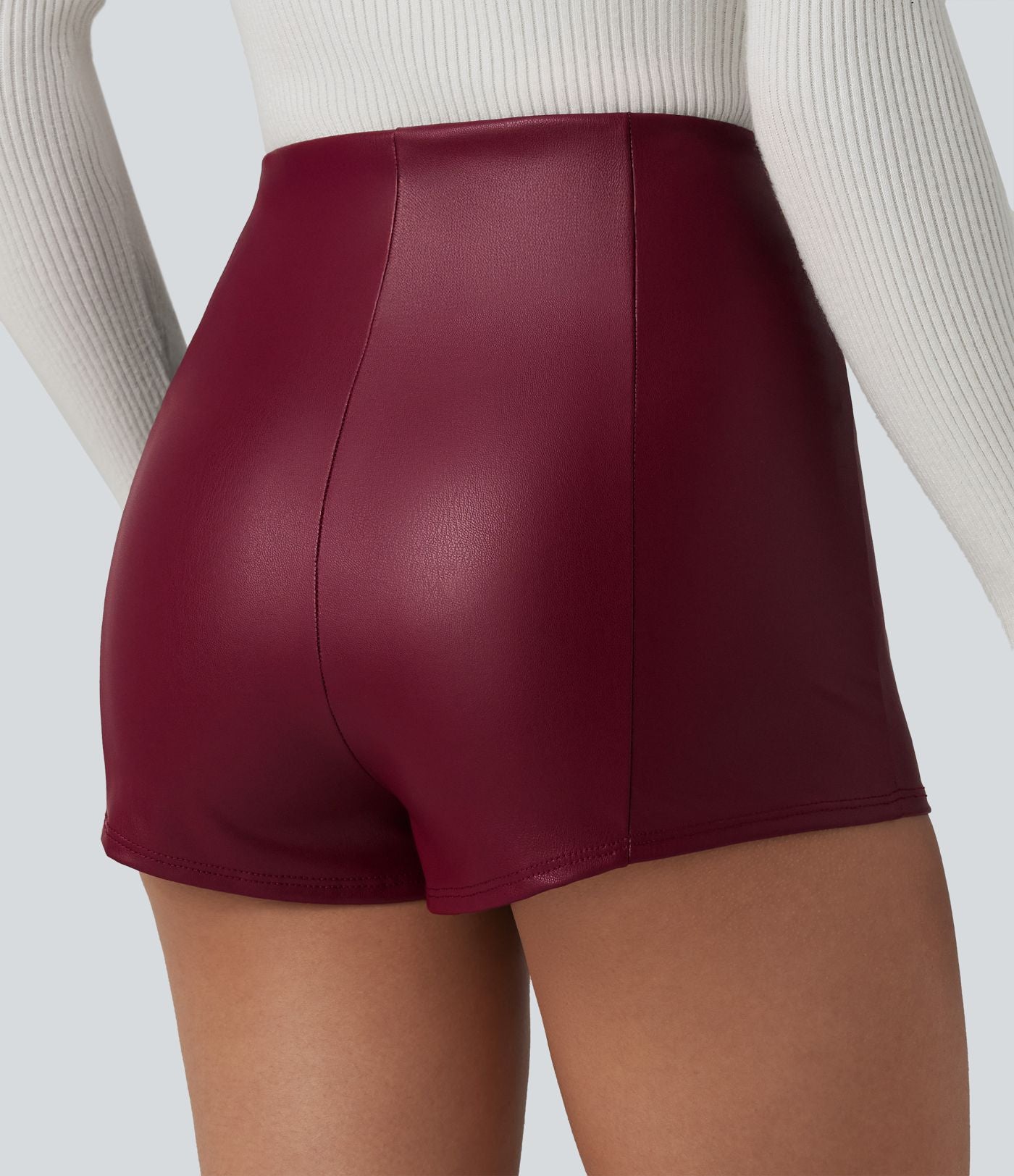 Short décontracté taille haute skinny extensible en PU