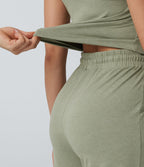 Combinaison casual baggy chinée sans manches à col U et cordon de serrage avec poches — Édition Easy Peasy