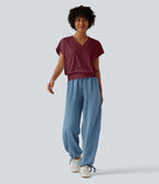 Haut de sport yoga oversize col V à manches courtes effet frais InstantCool à séchage rapide