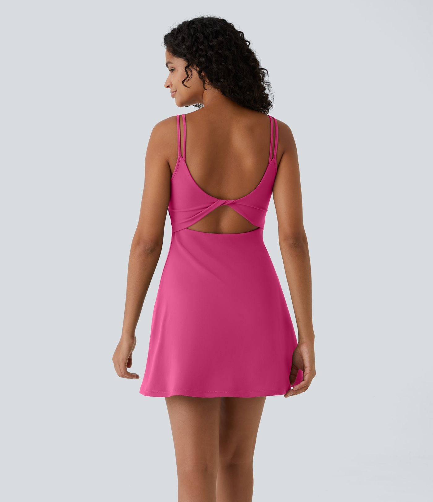 Robe de sport danse 2-pièces SoftlyZero™ Plush double bretelles caraco avec poche A-D