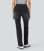 Halara Flex™ Jean bootcut décontracté extensible délavé taille haute à poches multiples