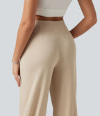 Pantalon de jogging taille haute en lin stretch avec poches