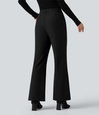 Pantalon tailleur évasé taille haute avec poches