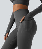 Legging running polaire thermique gainant croisé dos taille haute Halara UltraSculpt™ Heat avec poches