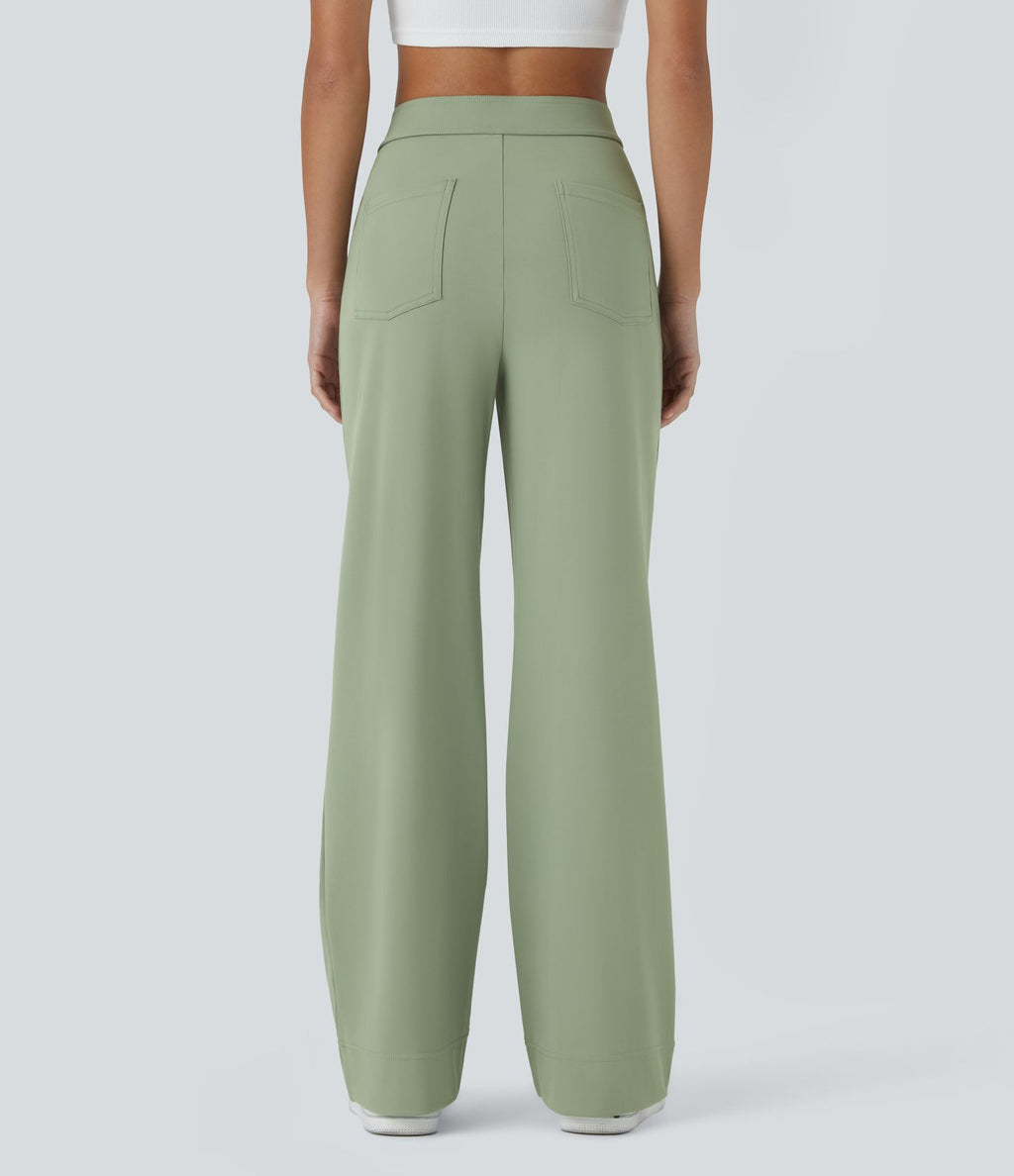 Pantalon taille haute coupe droite DayStretch avec poches