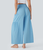 Pantalon de yoga large gainant taille haute avec cordon de serrage et effet frais InstantCool avec poches, protection solaire UPF50+