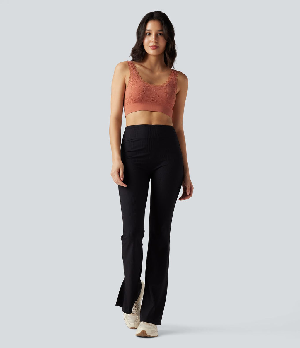 Brassière de sport yoga maintien léger col U en dentelle sans couture OneForm Seamless Flow