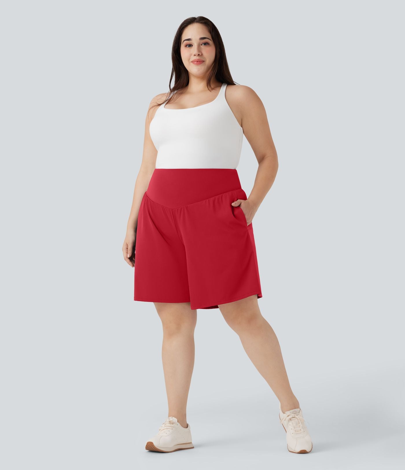 Bermuda de yoga grande taille SoftlyZero™ Airy taille haute effet frais InstantCool avec poches