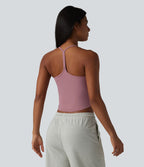 Débardeur décontracté col U dos en Y à effet frais InstantCool, ourlet arrondi et brassière intégrée à séchage rapide, protection solaire UPF50+