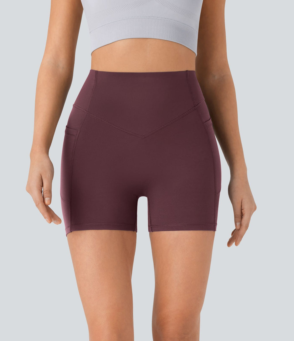 Short cycliste 12,5 cm d'entraînement gainant galbant taille haute avec effet scrunch et poches Halara UltraSculpt™