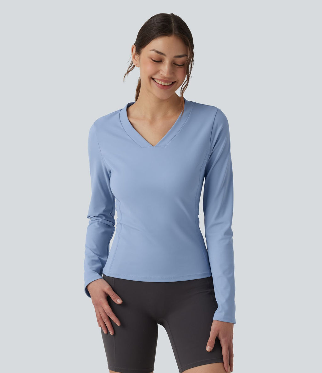 Haut de sport d'entraînement SoftlyZero™ Airy col V manches longues effet frais InstantCool, protection solaire UPF50+