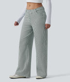 Jean ample Halara Flex™ asymétrique casual à rayures taille mi-haute avec poches