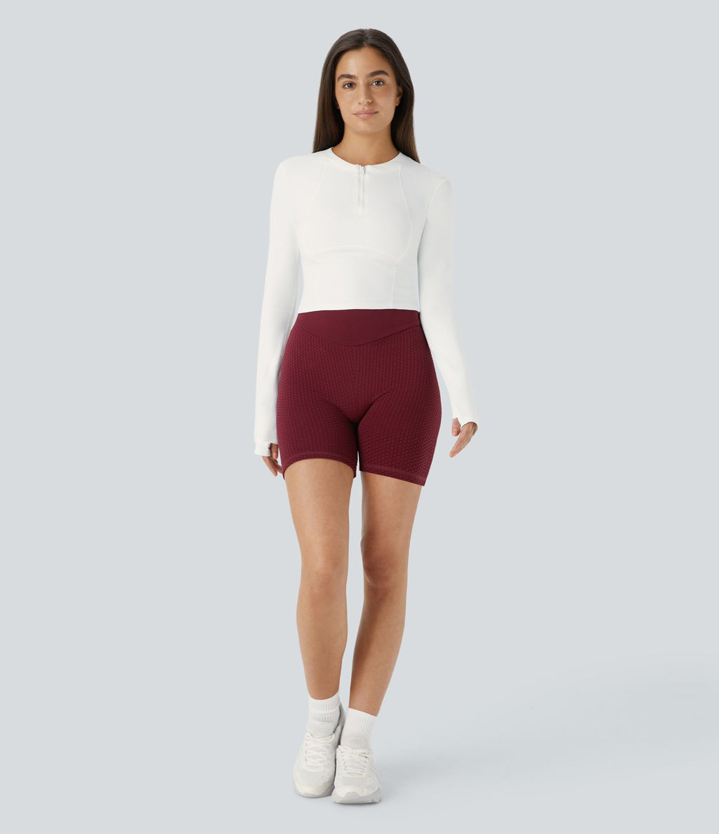 Softlyzero™ Plush Top Sport de Golf Court à Manches Longues avec Trou pour Pouce et Demi-Zip