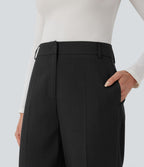 Pantalon tailleur bootcut taille haute avec poches