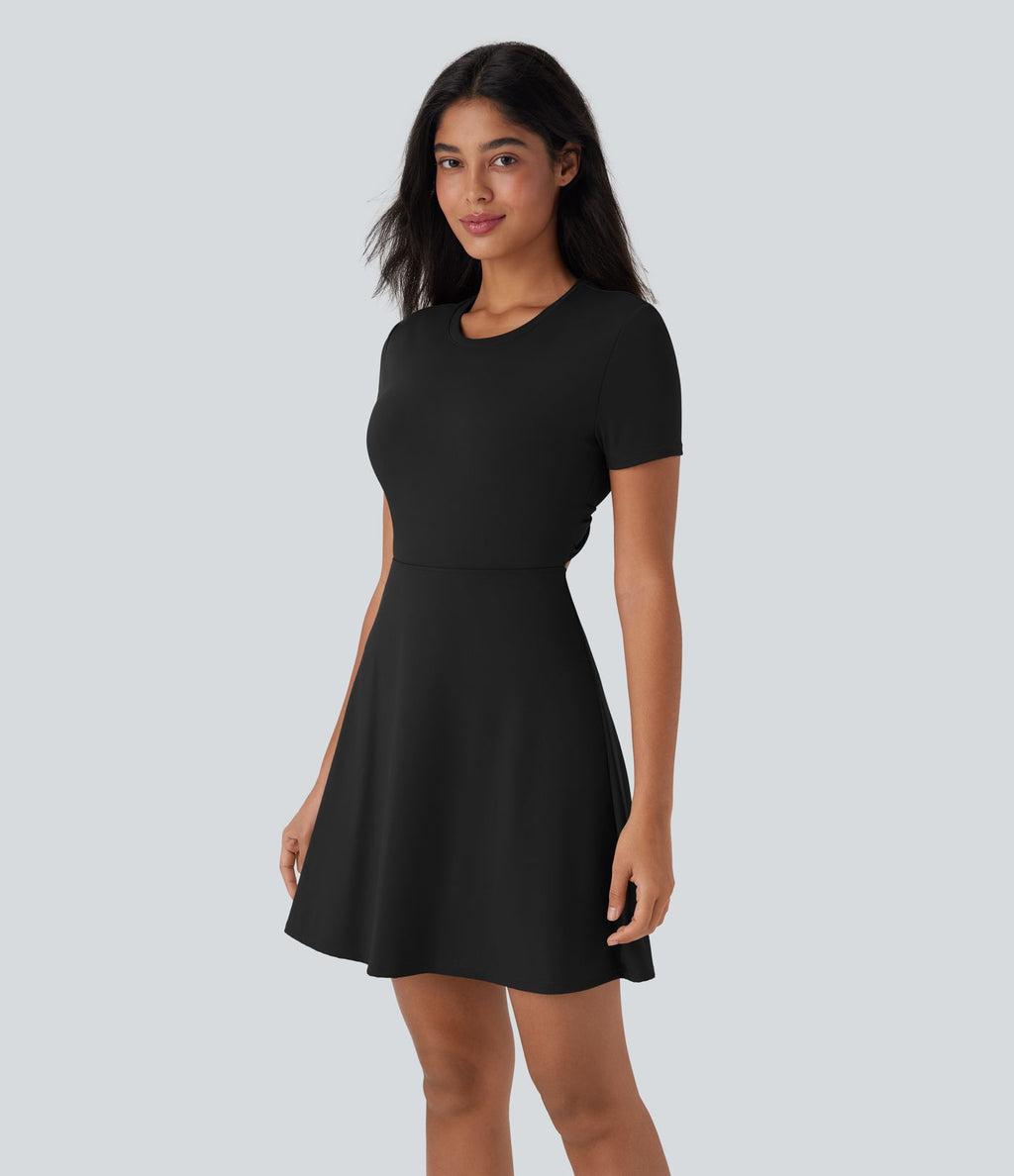 Robe de sport danse mini évasée à découpes D-F