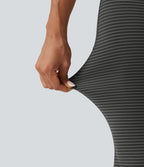 Legging de yoga flare taille haute en V avec dentelle contrastée, rayures et poches