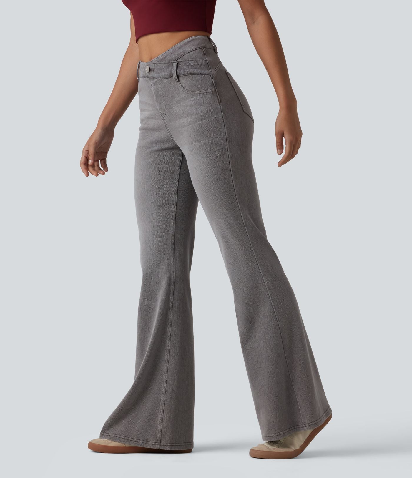Jean Halara Flex™ taille haute croisé gainant bootcut décontracté avec poches