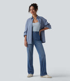 Jean Halara Flex™ taille haute gainant coupe droite décontracté avec poches