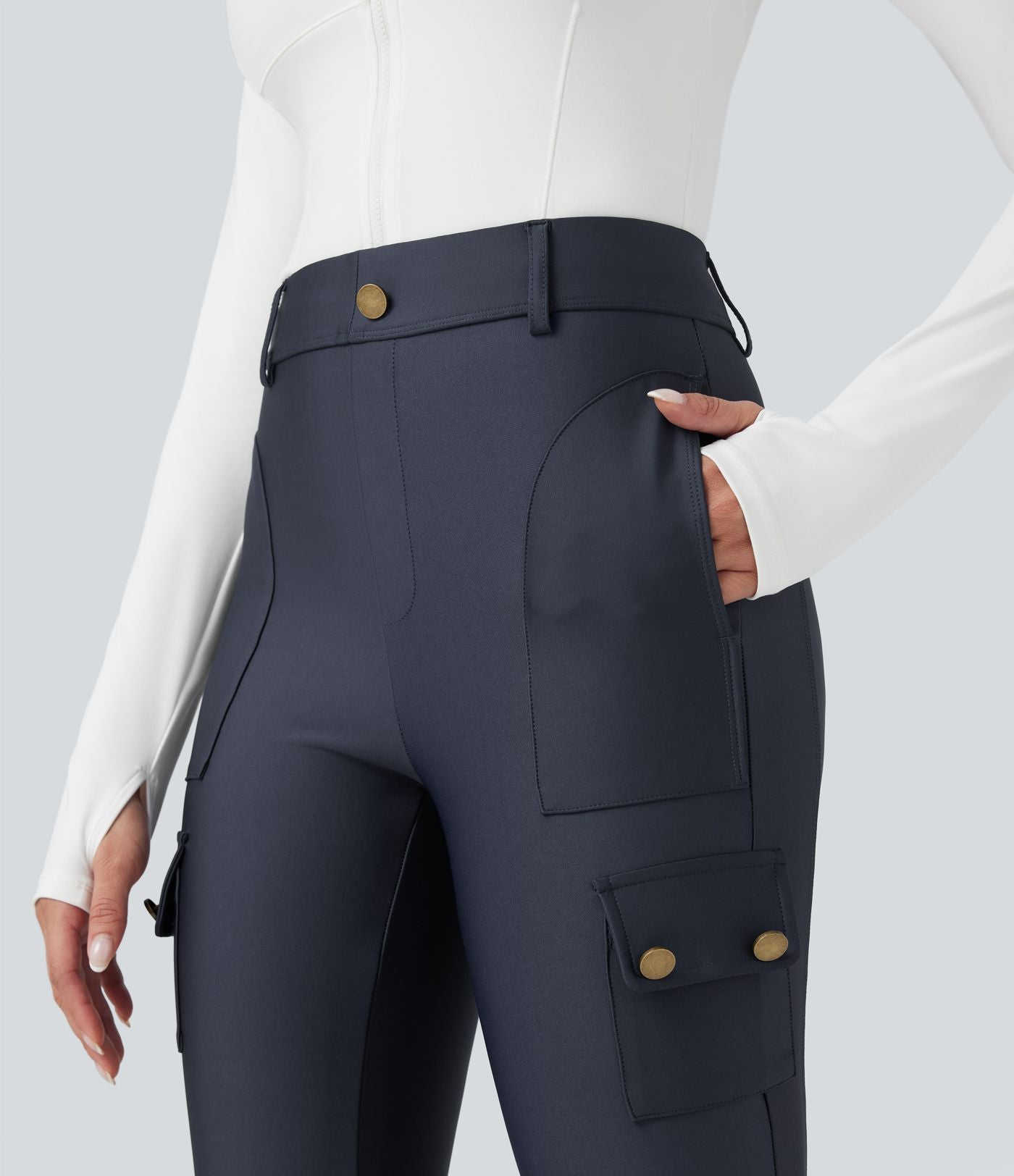 Legging 7/8 brillant taille haute avec poches