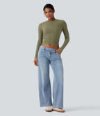 Haut casual crop tricot côtelé manches longues