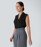 Blouse sans manches col V pour le bureau