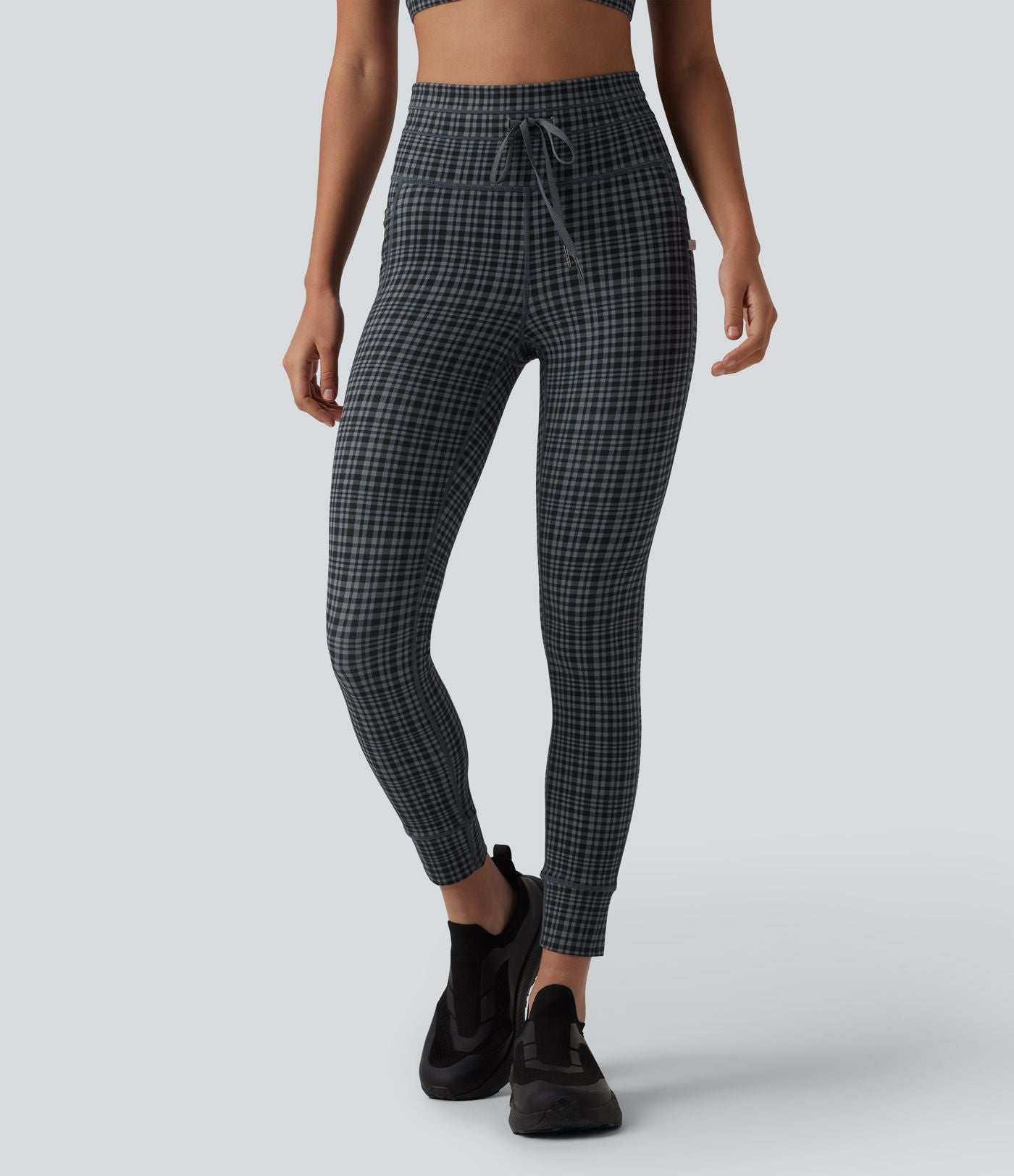 Legging de yoga Halara UltraSculpt™ taille haute avec cordon de serrage imprimé carreaux avec poches
