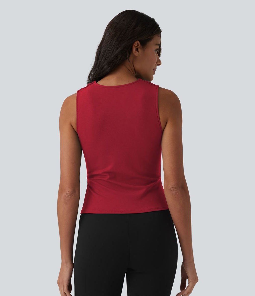Débardeur tailleur col V avec fronces et brassière intégrée