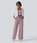 Pantalon ample décontracté SoftlyZero™ Airy taille haute avec cordon de serrage côtes contrastantes effet frais InstantCool et poches, protection solaire UPF50+