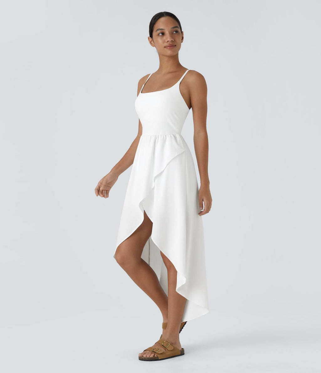 Breezeful™ Robe Casual 2 Pièces Dos Nu Haut Bas Poche Latérale Fluide Séchage Rapide