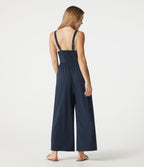 Combinaison casual large froncée col V sans manches avec poches