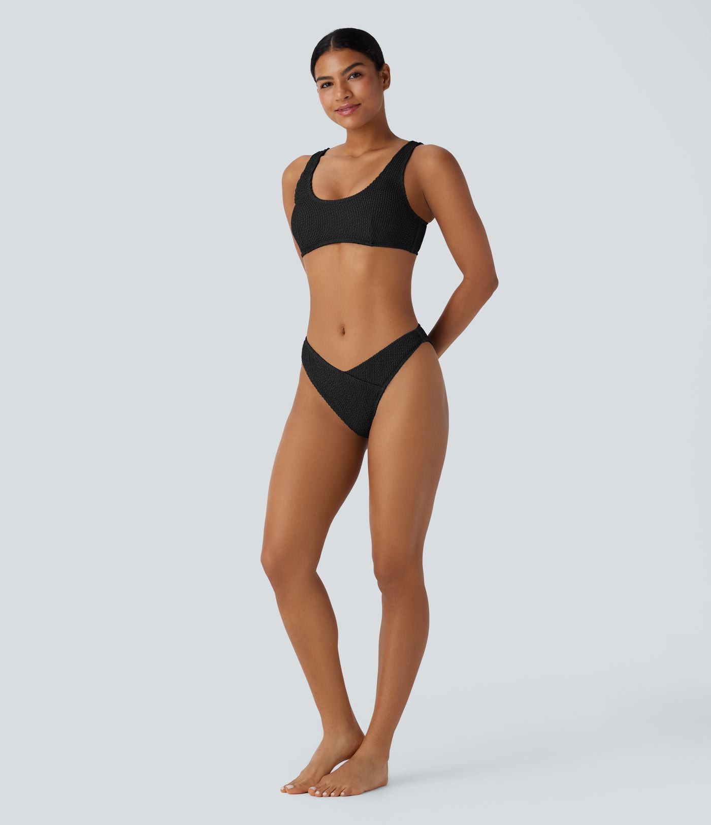 Bas de Bikini à Texture Croisée et Taille Basse
