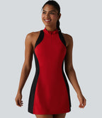 Halara UltraSculpt™ Robe sport mini de golf à col cheminée, soutien-gorge intégré, dos nageur et colorblock