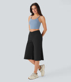 Pantacourt de yoga Cool Touch Softlyzero™ aérien à taille haute croisée, jambe large et poches