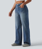 Halara Flex™ Jean coupe droite décontracté taille mi-haute avec poches