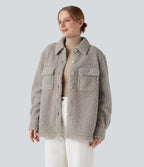 Veste sherpa à col à manches longues avec poches