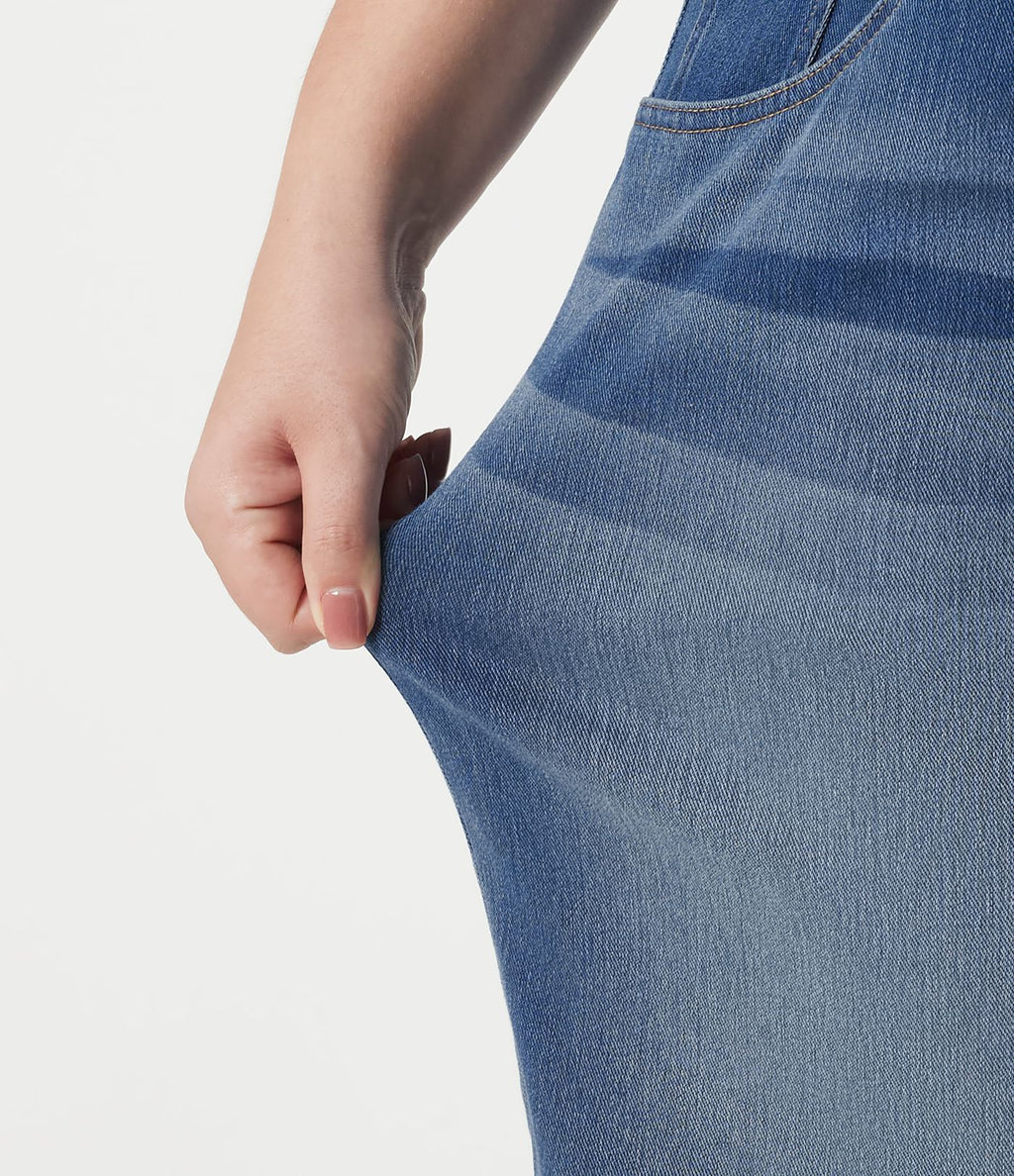 Short baggy grande taille en jean Halara Flex™ Denim taille haute croisée, effet ventre plat, avec poches