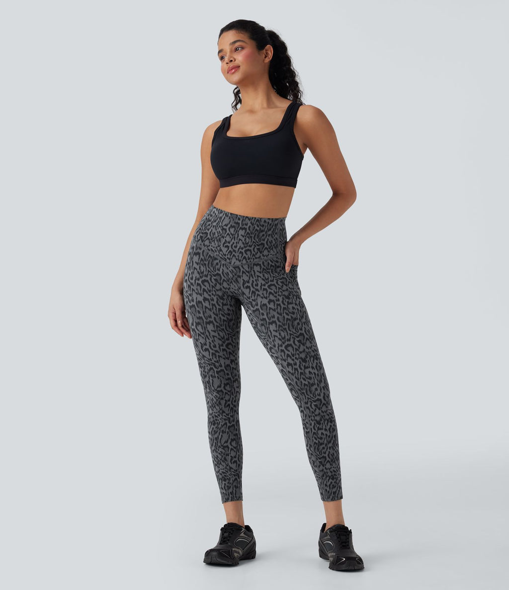 Legging de yoga gainant taille haute imprimé léopard avec poches Halara UltraSculpt™